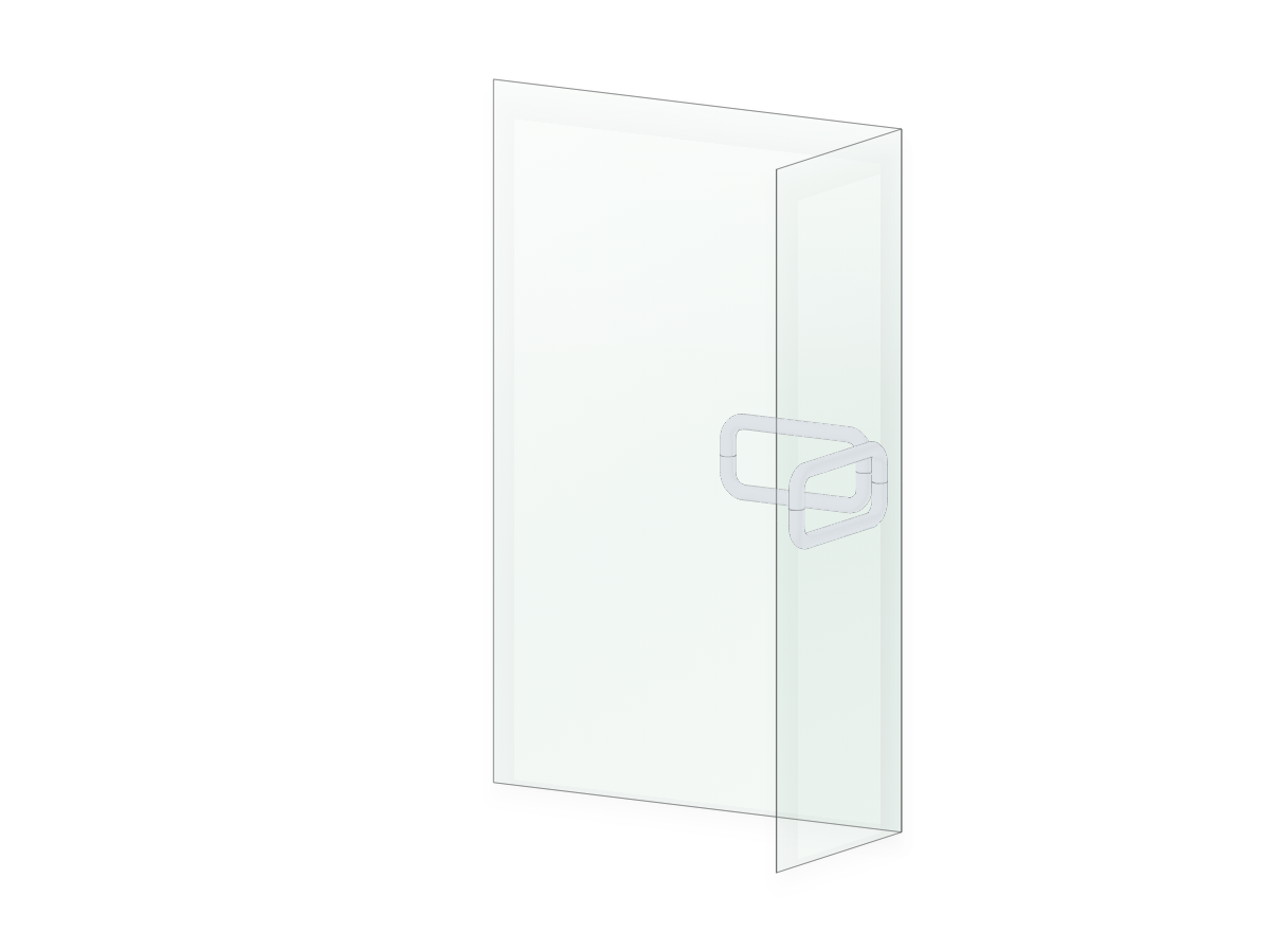 Glass panel and door preview with rounded hardware, rendered by Fechura.
